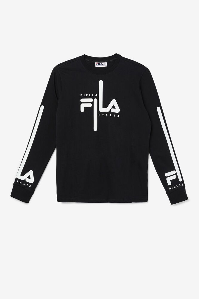 Fila Miesten Paidat Martino Pitkä Sleeve Mustat - CFMN-72104